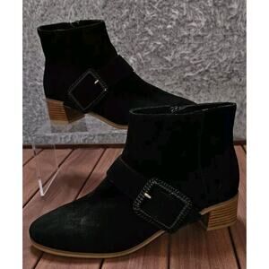 NEW JACK ROGERS Izzy Black Suede Leather‎ Booties Zip Boots Womens 7.5 M